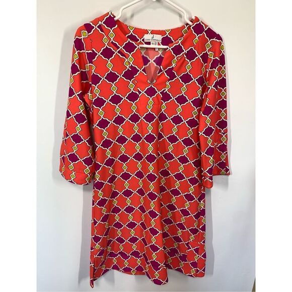 Jude Connally Women's Geometric Print Split Neck Tunic Dress Multicolor Small - Picture 1 of 10